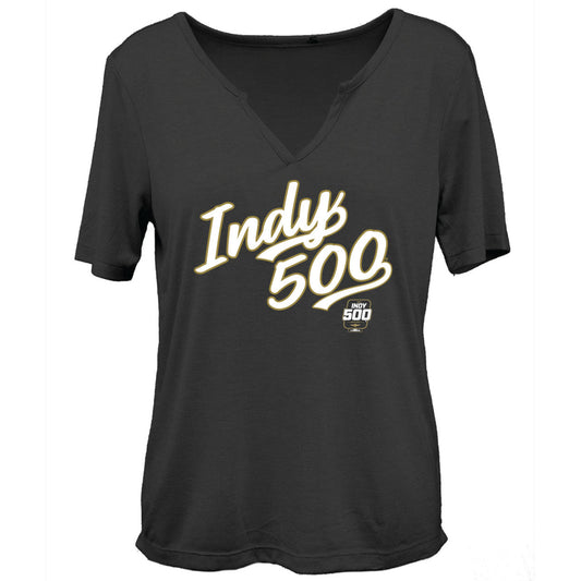 2023 Indianapolis 500 Text T-Shirt in black, front view