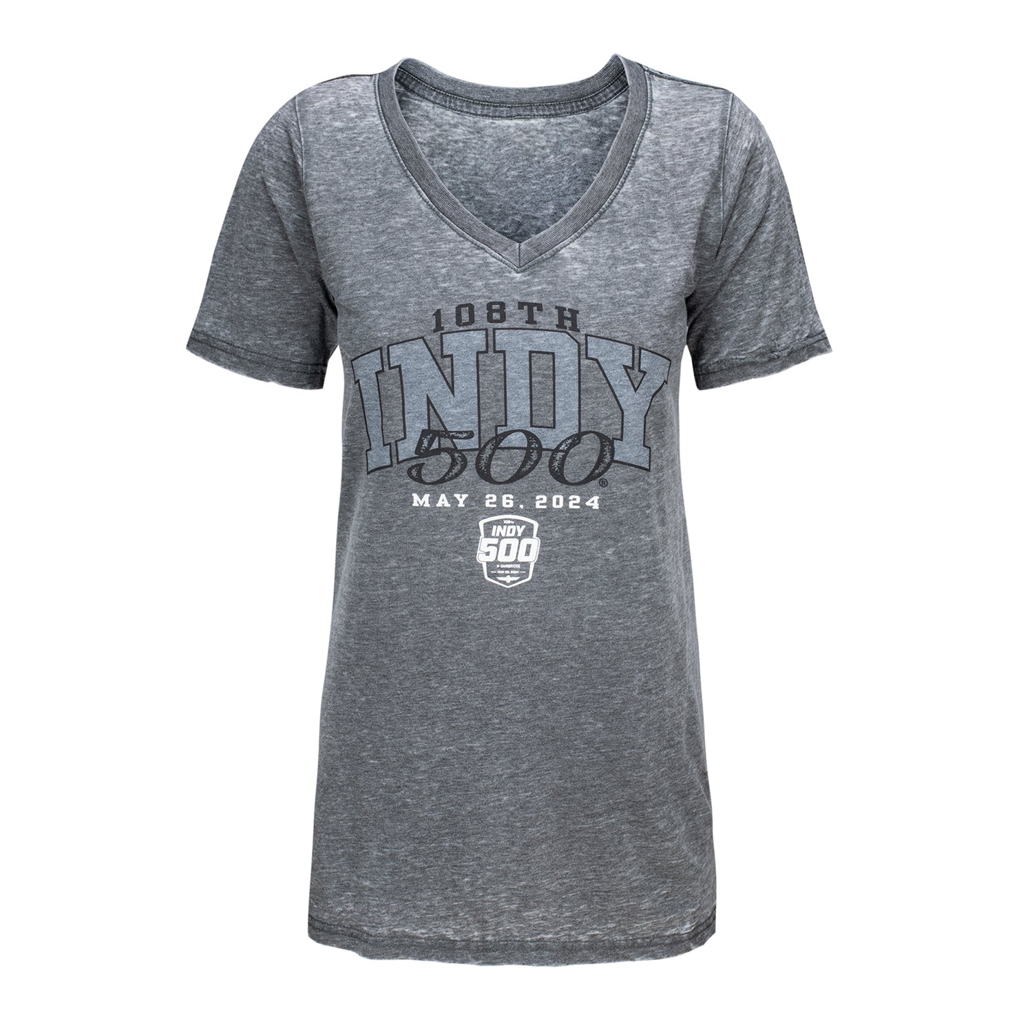 2024 Indy 500 Burnout Ladies V-Neck T-Shirt - front view