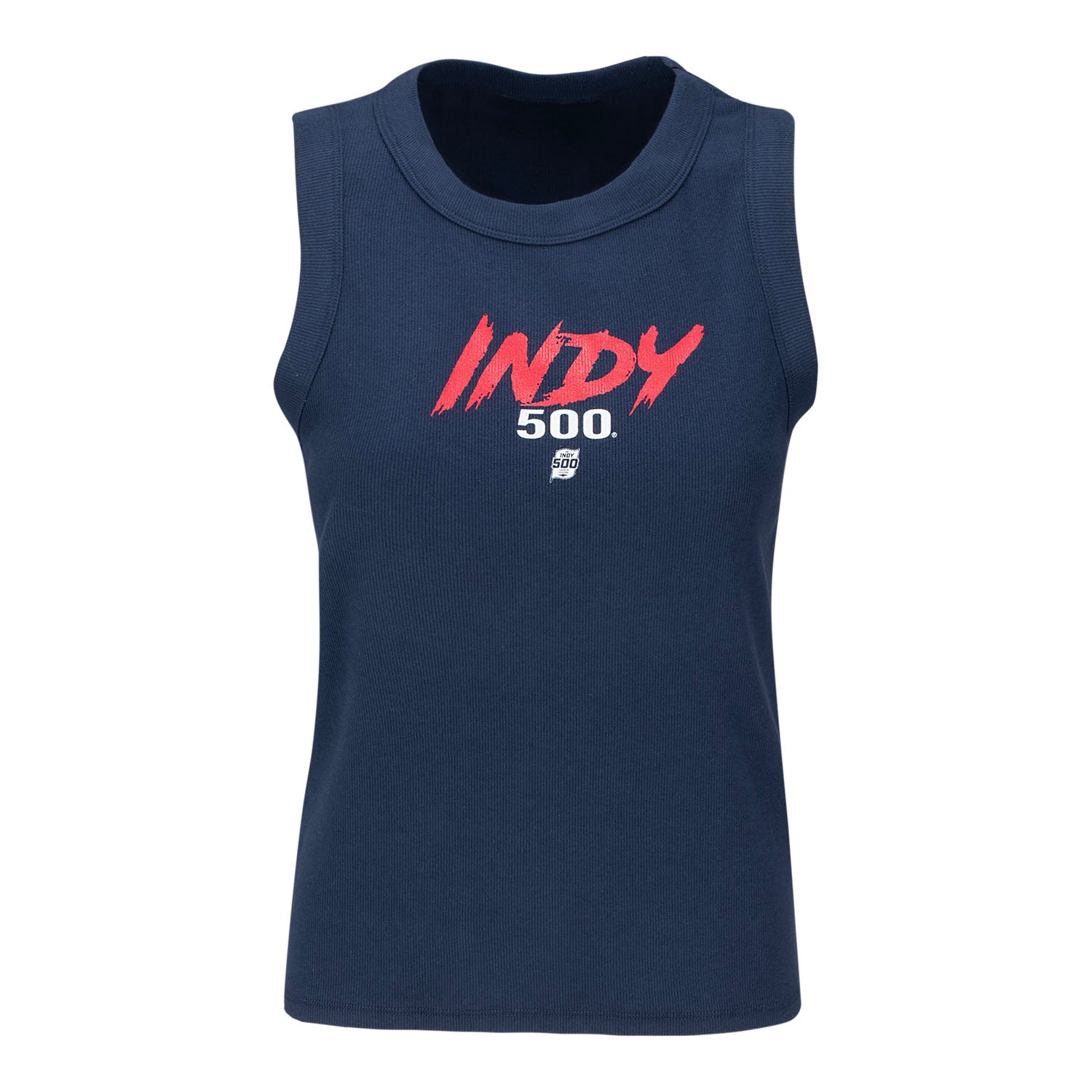 Ladies 2025 Indy 500 Ribbed Tank Top in Blue - Front View
