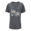 Ladies 2025 Indy 500 Burnout V-Neck T-Shirt in Grey - Front View