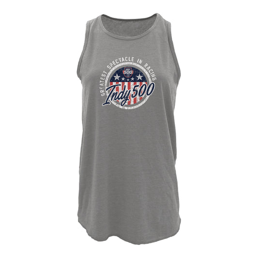 2026 Indy 500 Greatest Spectacle Ladies Tank in Grey - Front View