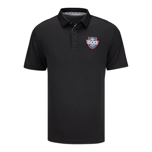 2026 Indy 500 MVP Solid Black Performance Polo in Black - Front View
