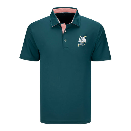2025 Indy 500 Puma MATTR Brigade Golf Polo in Green - Front View