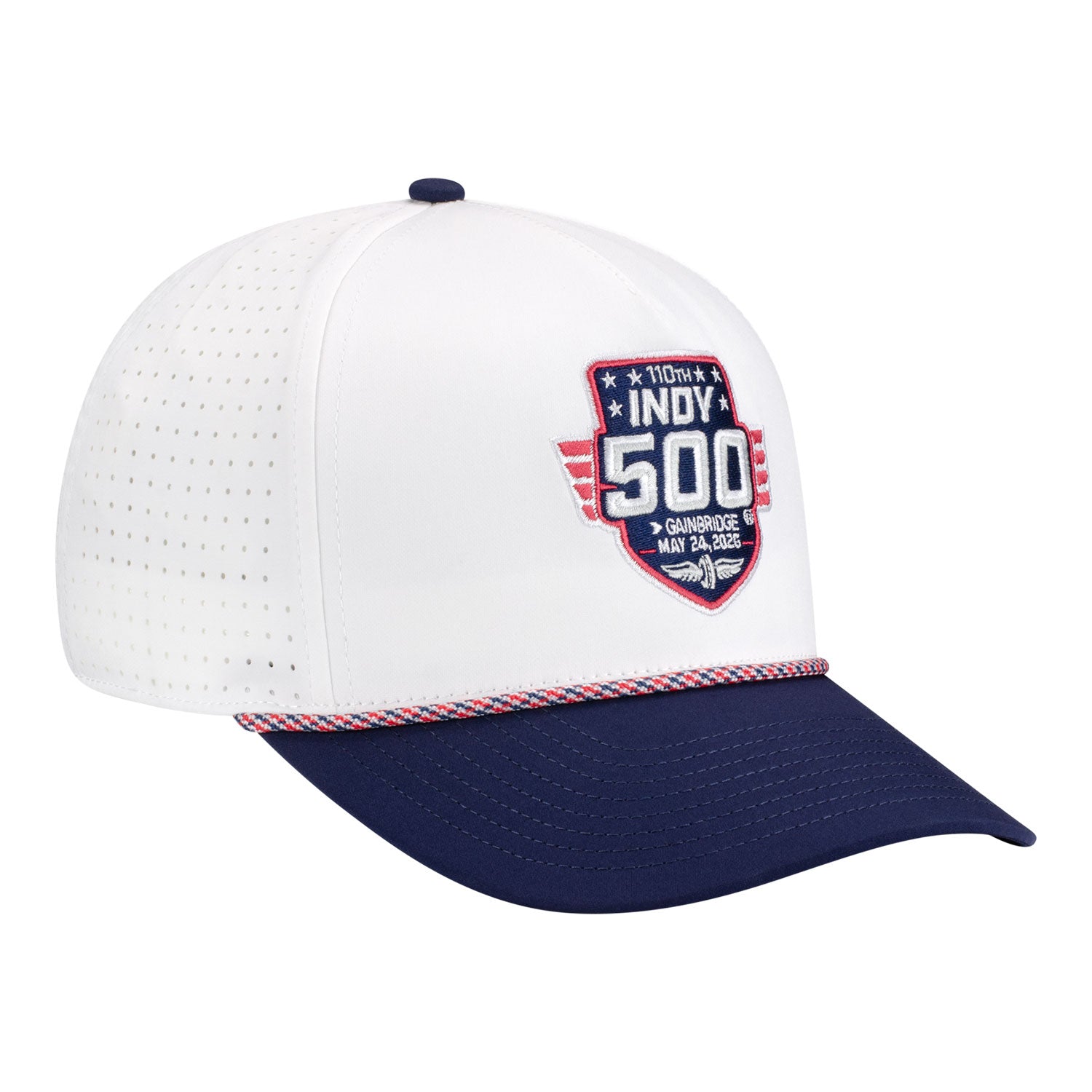 2026 Indy 500 Embroidered Rope Hat in White - Front Right View