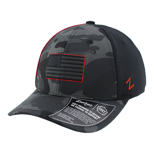 Indianapolis 500 2026 American Flag OHT Hat in Black Camo - Front Left View