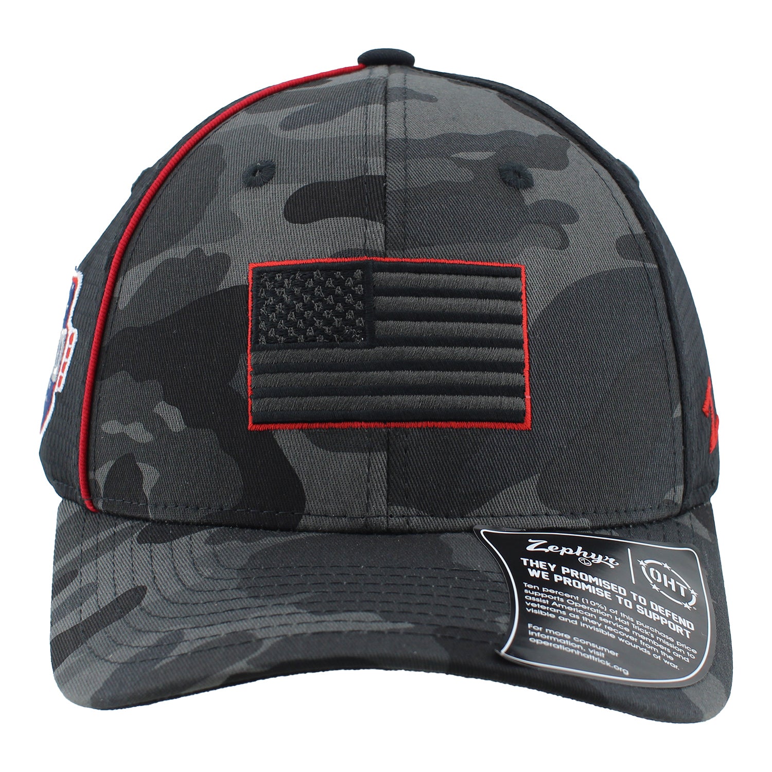 Indianapolis 500 2026 American Flag OHT Hat in Black Camo - Front View