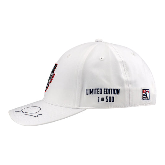 2026 Indy 500 LE #1 Starting Field Hat Autographed by Alex Palou in White - Left Side View