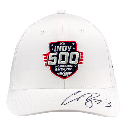 2026 Indy 500 LE #8 Starting Field Hat Autographed by Conor Daly in White - Front View