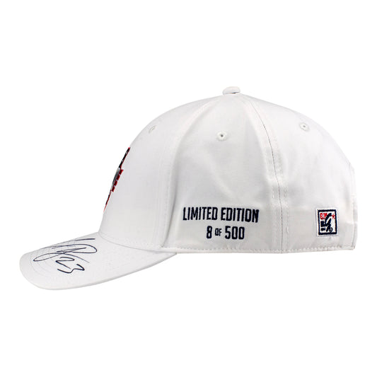 2026 Indy 500 LE #8 Starting Field Hat Autographed by Conor Daly in White - Left Side View