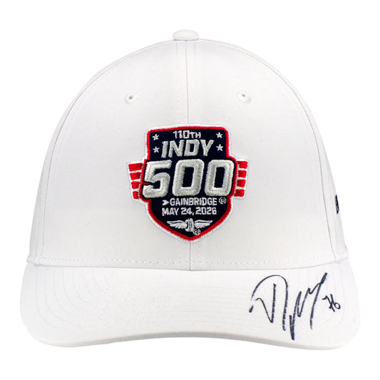 2026 Indy 500 LE #11 Starting Field Hat Autographed by Rinus Veekay in White - Front View