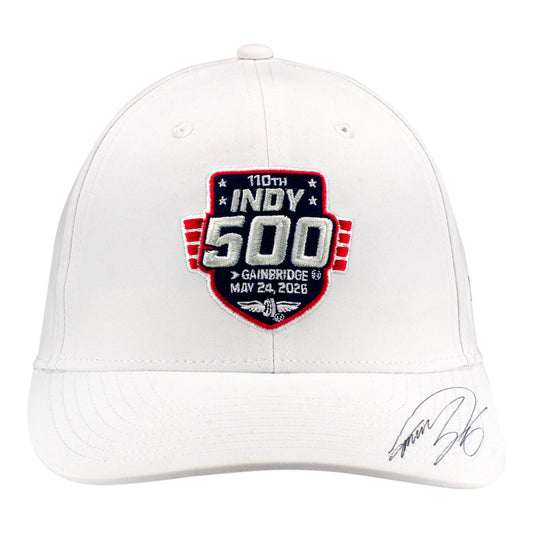 2026 Indy 500 LE #12 Starting Field Hat Autographed by Takuma Sato in White - Front View