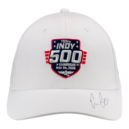 2026 Indy 500 LE #13 Starting Field Hat Autographed by Ed Carpenter in White - Front View