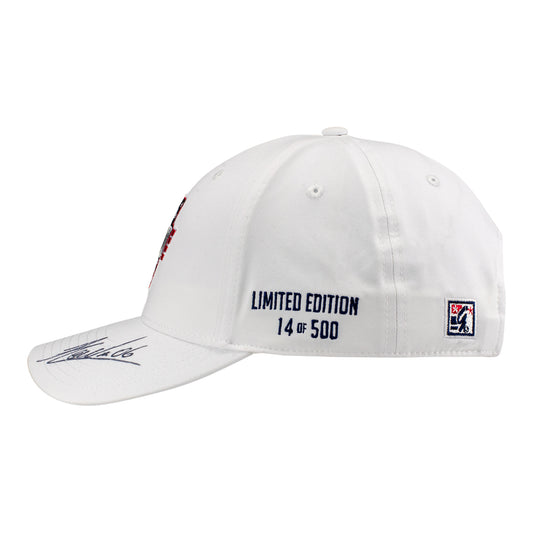 2026 Indy 500 LE #14 Starting Field Hat Autographed by Helio Castroneves in White - Left Side View