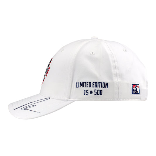 2026 Indy 500 LE #15 Starting Field Hat Autographed by Christian Rasmussen in White - Left Side View