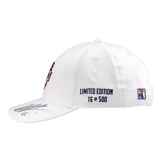 2026 Indy 500 LE #16 Starting Field Hat Autographed by Marcus Armstrong in White - Left Side View