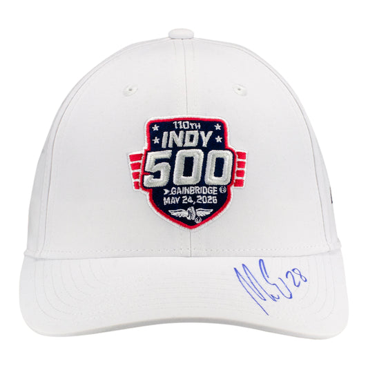 2026 Indy 500 LE #17 Starting Field Hat Autographed by Marcus Ericsson in White - Front View