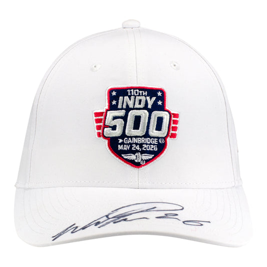 2026 Indy 500 LE #19 Starting Field Hat Autographed by Will Power in White - Front View