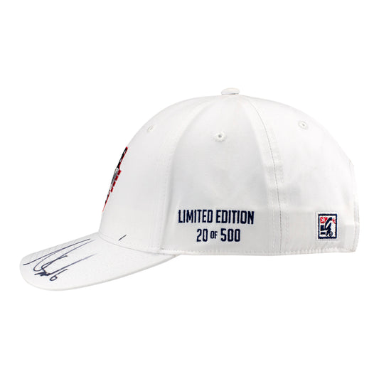2026 Indy 500 LE #20 Starting Field Hat Autographed by Nolan Siegel in White - Left Side View