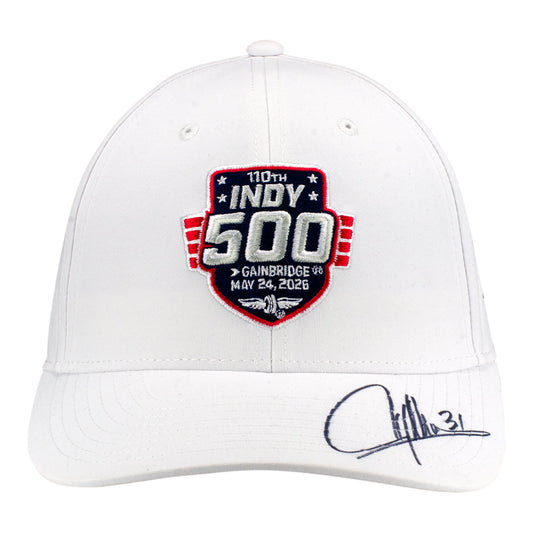 2026 Indy 500 LE #22 Starting Field Hat Autographed by Ryan Hunter-Reay in White - front view