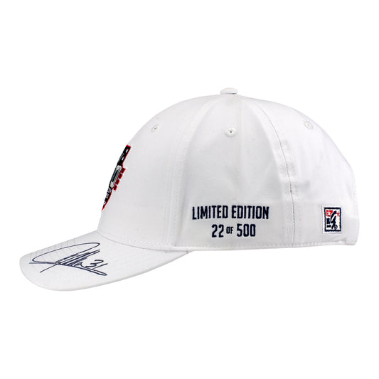 2026 Indy 500 LE #22 Starting Field Hat Autographed by Ryan Hunter-Reay in White - Left Side View