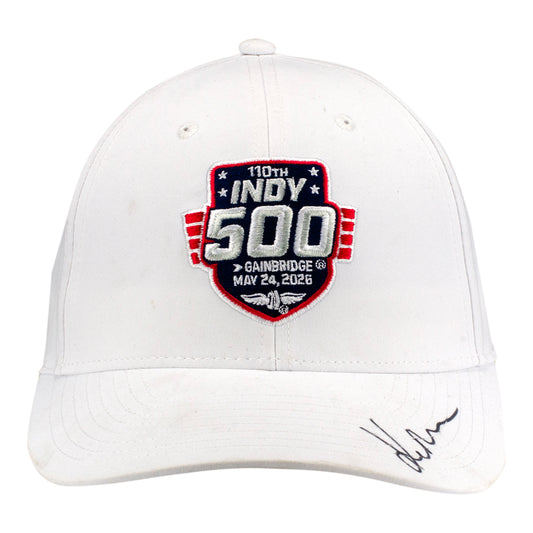 2026 Indy 500 LE #26 Starting Field Hat Autographed by Katherine Legge in White - Front View