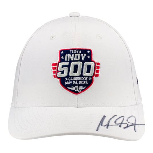 2026 Indy 500 LE #27 Starting Field Hat Autographed by Mick Schumacher in White - Front View