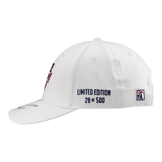 2026 Indy 500 LE #28 Starting Field Hat Autographed by Graham Rahal in white - Left Side View