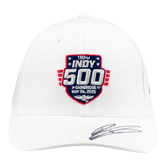 2026 Indy 500 LE #29 Starting Field Hat Autographed by Dennis Hauger in White - Front View