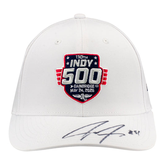 2026 Indy 500 LE #30 Starting Field Hat Autographed by Jacob Abel in White - Front View