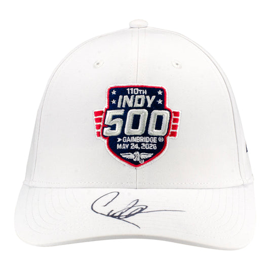 2026 Indy 500 LE #32 Starting Field Hat Autographed by Caio Collet in White - Front View