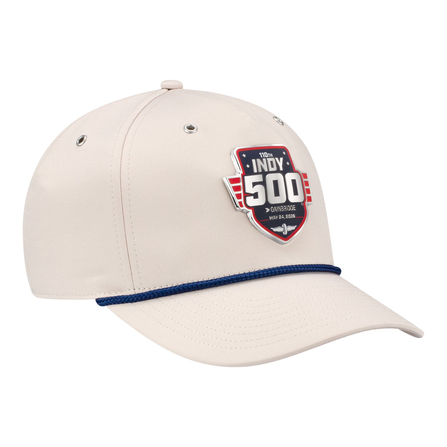 2026 Indy 500 Metal Logo Stone Hat in White - Front Right View