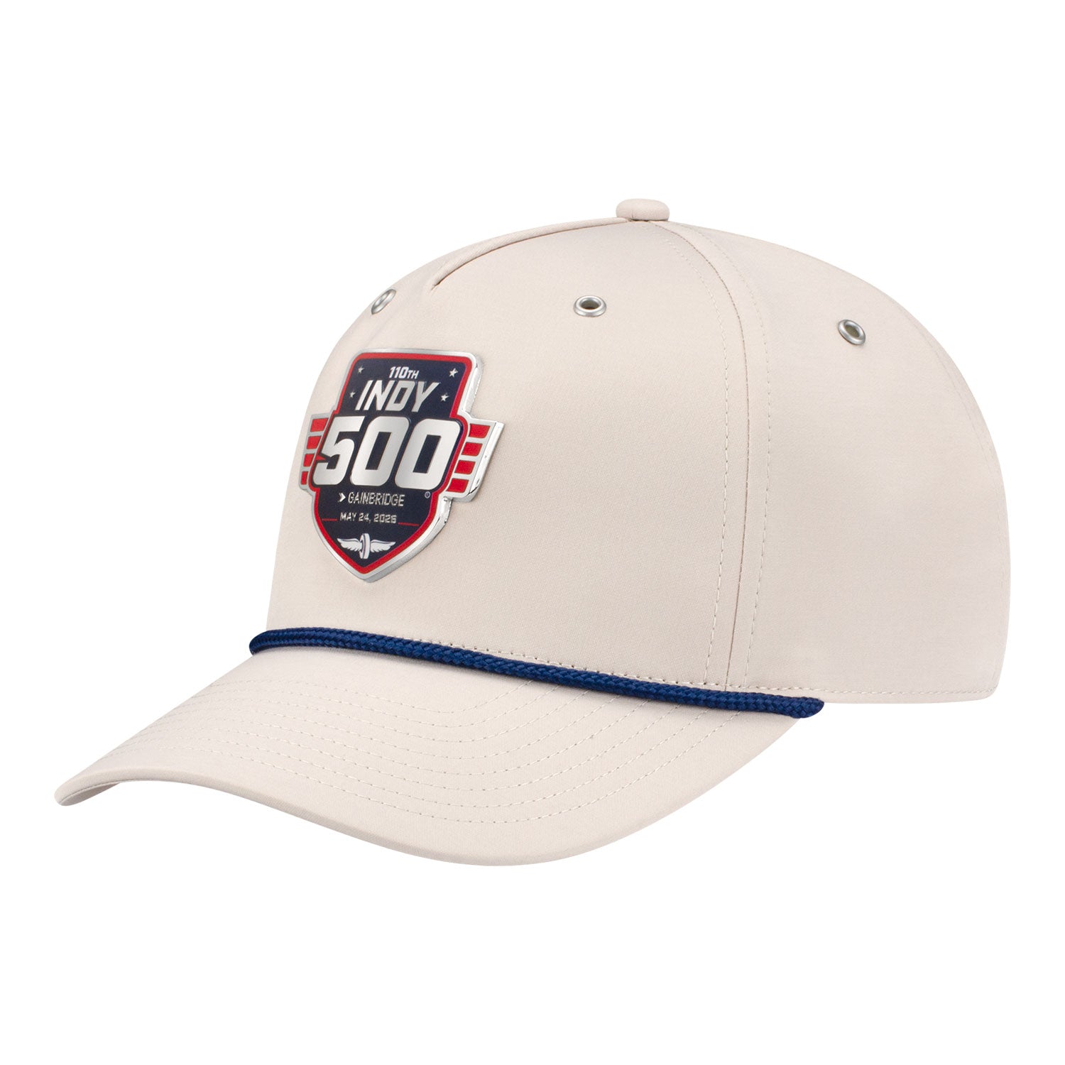 2026 Indy 500 Metal Logo Stone Hat in White - Front Left View