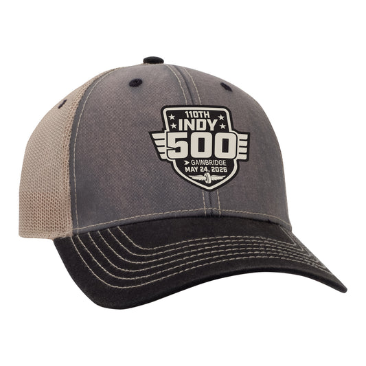 2026 Indy 500 Washed Mesh back Logo Hat in Black - Front Right View
