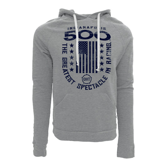 2026 Indy 500 OHT Honor Flag Hoodie in Grey - Front View