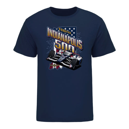 2026 Indianapolis 500 Past Champions T-Shirt In Blue - Front View