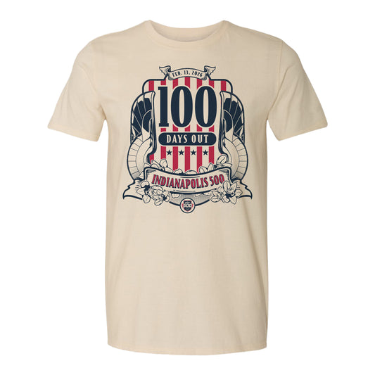 Indy 500 2026 100 Days out T-shirt in White - Front View