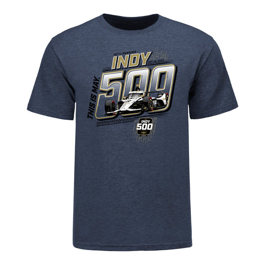 2023 Indianapolis 500 Starting Field T-Shirt in navy, front view
