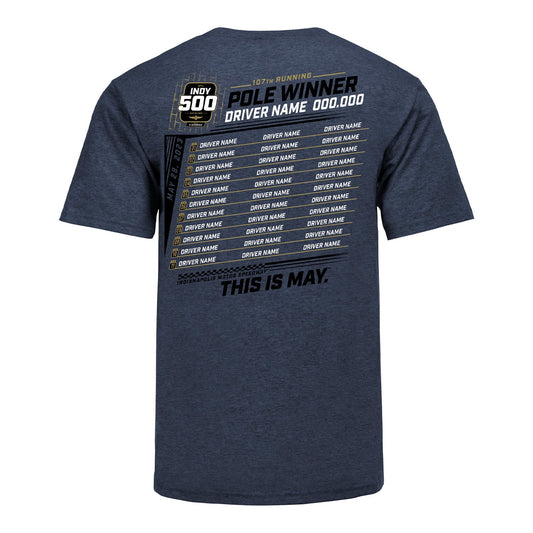 2023 Indianapolis 500 Starting Field T-Shirt in navy, back view