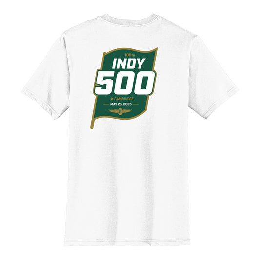 2025 Indy 500 2-Sided White T-Shirt - Back view