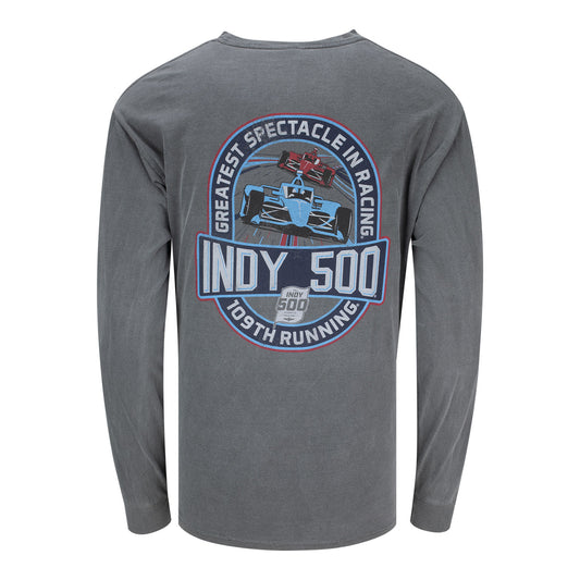 2025 Indy 500 Long Sleeve T-Shirt in Grey - Back View