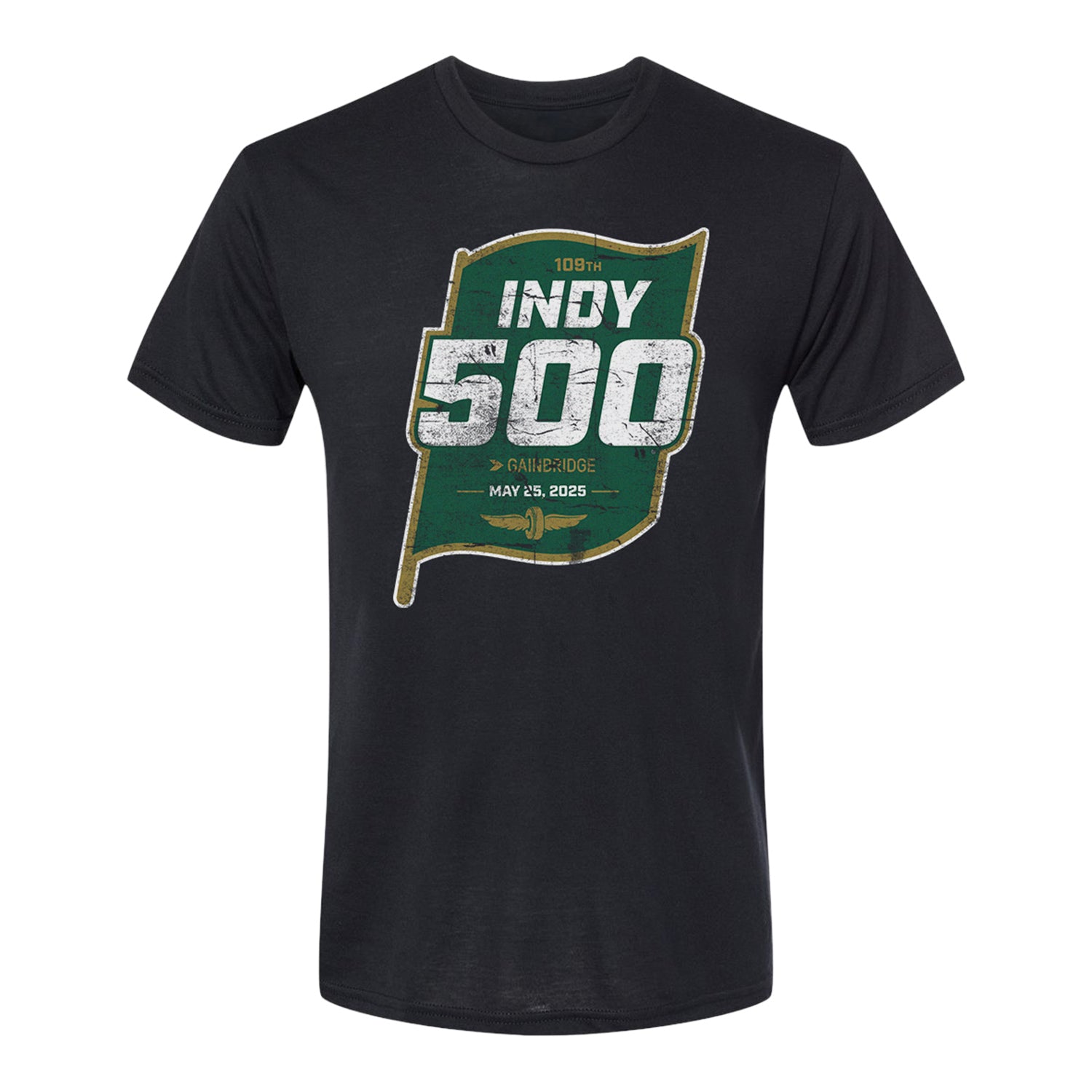 2025 Indy 500 Triblend T-shirt in Black - Front View