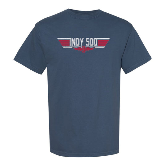 2026 Indy 500 Need for Speed T-Shirt in Blue - Front View