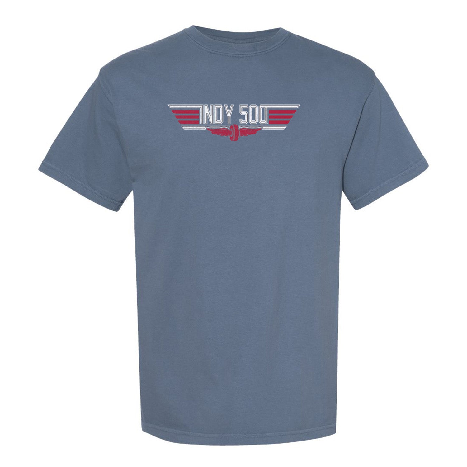 2026 Indy 500 Need for Speed T-Shirt in Blue - Front View