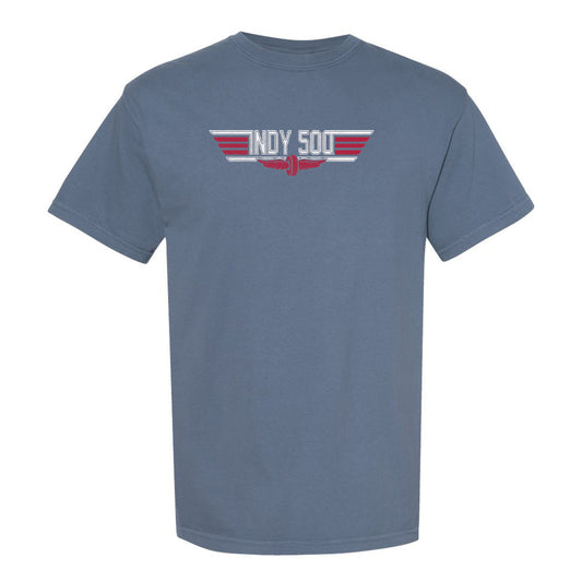 2026 Indy 500 Need for Speed T-Shirt in Blue - Front View