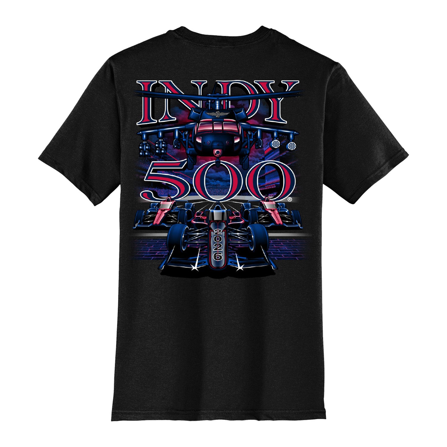 2026 Indy 500 Ghost Blackhawk T-Shirt in Black - Back View