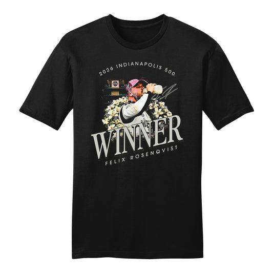 Felix Rosenqvist 2026 Indy 500 Winner T-Shirt In Black - Front View