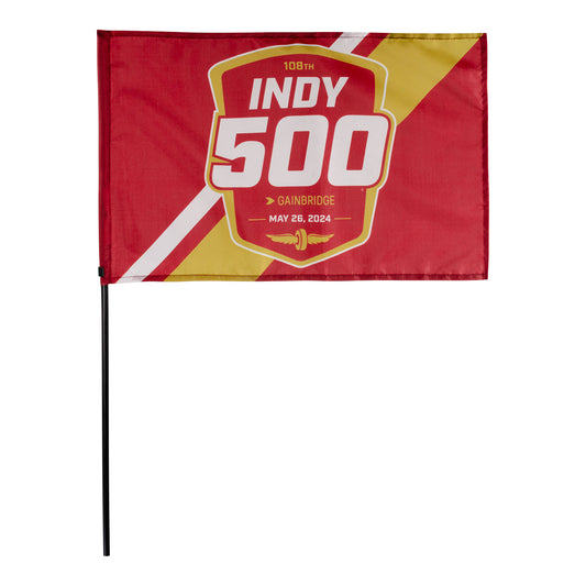 2024 Indy 500 Striped Stick Flag - front view