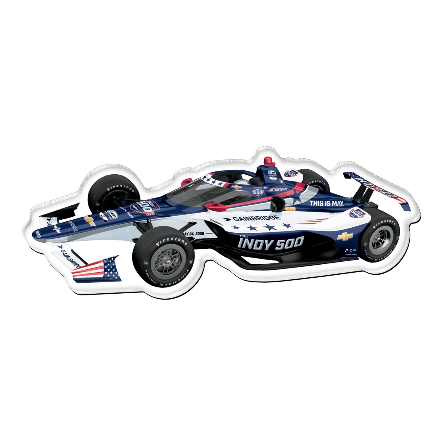 2026 Indy 500 Hi Def Car Magnet - Front View