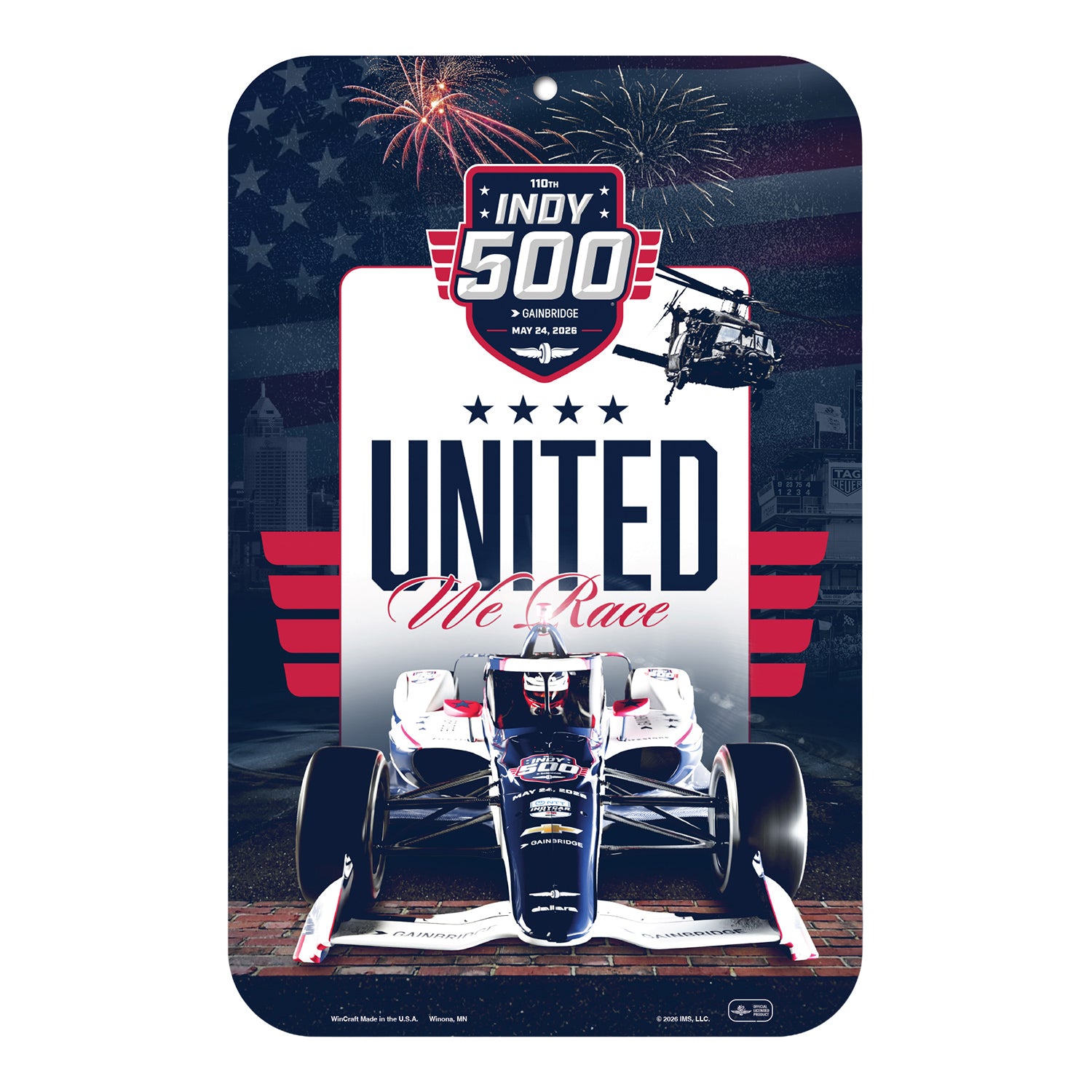 2026 Indy 500 Event Plastic Sign 11x17 - Front View