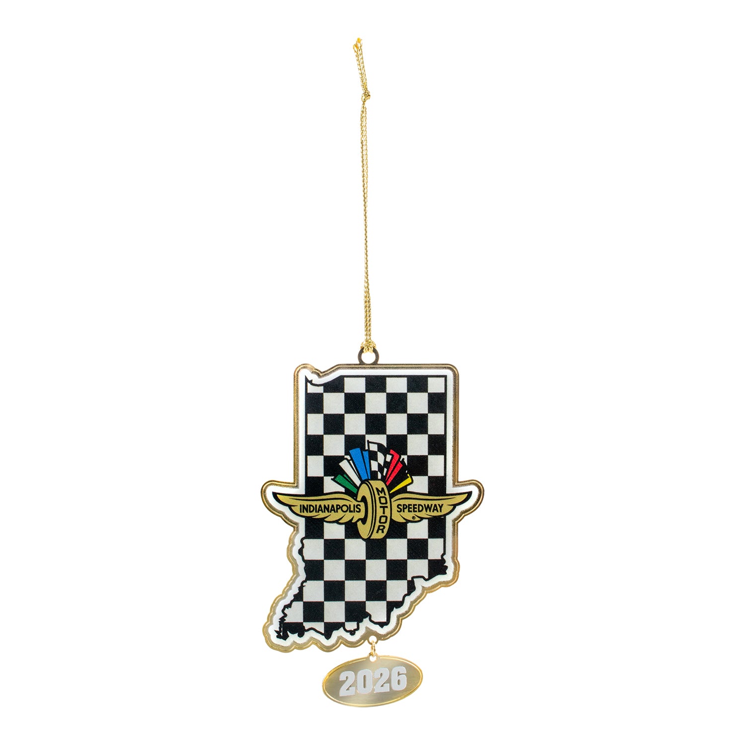 2026 WWF Checkered State Metal Ornament - Front View